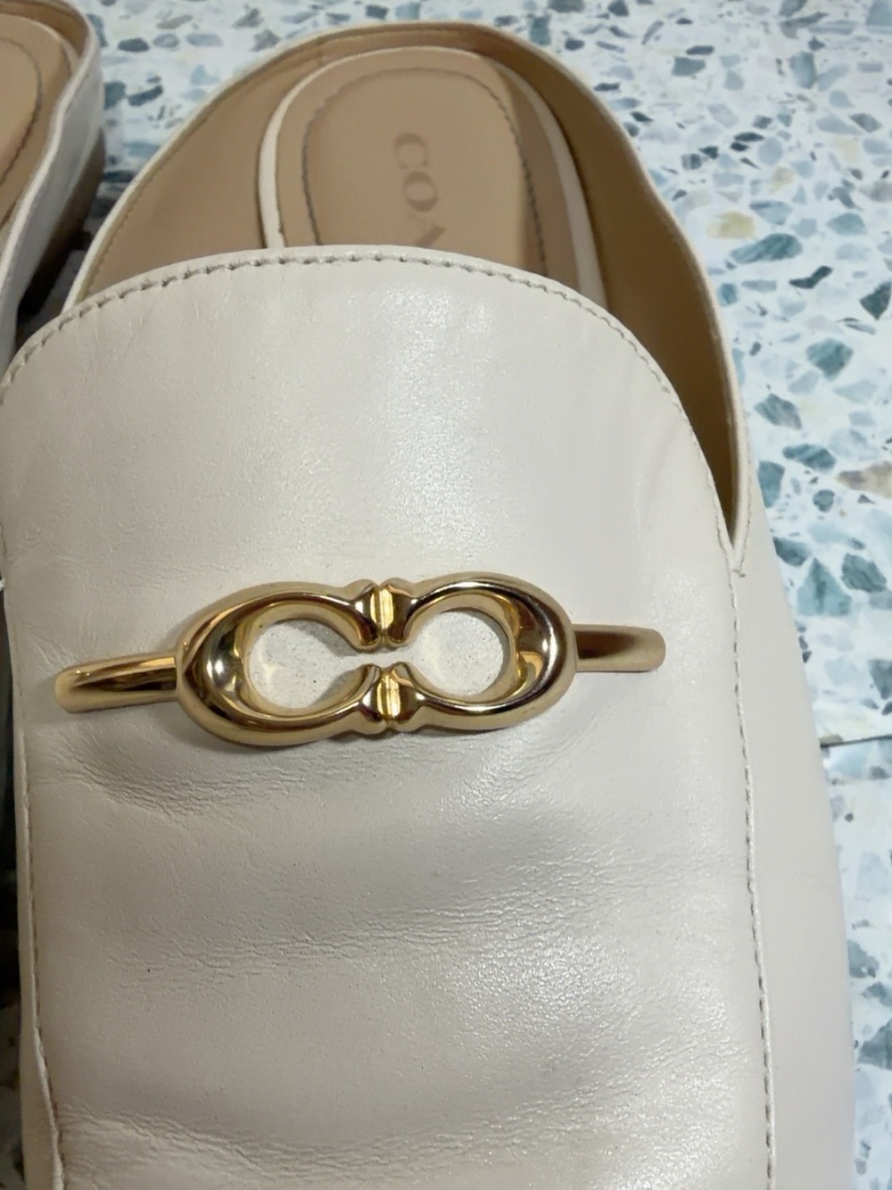 COACH Sienna Slide Chalk Leather Horsebit Mule Loafers Size 8.5 - Picture 6 of 7
